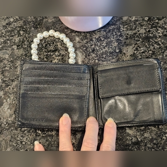 Burberry Black Nova Check Bifold Wallet wWristlet & Patch Added - Picture 8 of 17